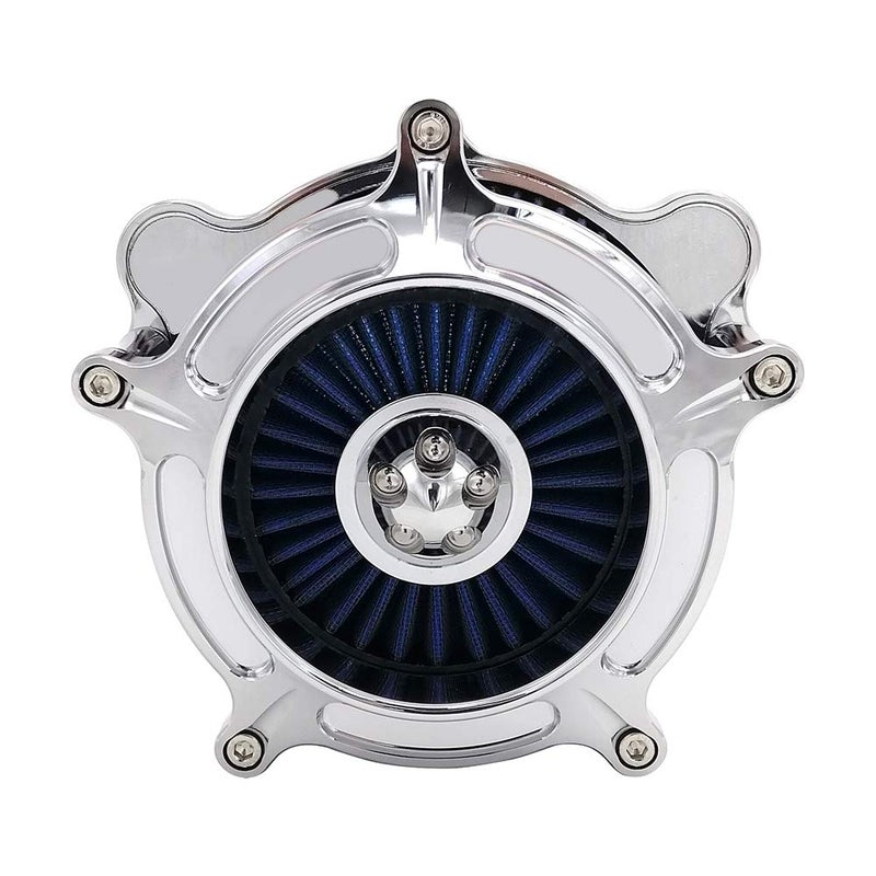 AGECO Harley Air Cleaner Turbine Intake Chrome Filter Kit Cnc Cut for Motorcycle Dyna 2000 - 2017 Softail 2000 - 2015 Touring 2000 - 2007 Fitment - B (Blue) - Image 5